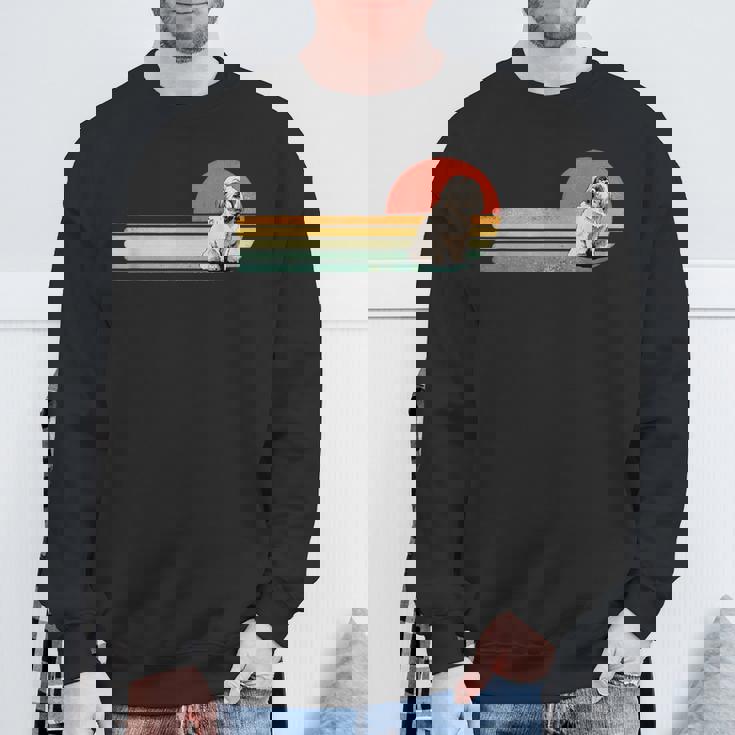 レトロ ヴィンテージ シーズー 子犬 ペット 犬 恋人 シーズー ママ お父さん スウェットシャツ 高齢者への贈り物