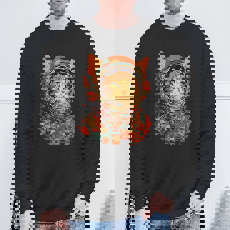 レトロ 宇宙飛行士 猫 スウェットシャツ 高齢者への贈り物