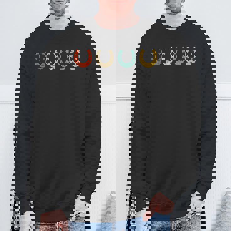 レトロ 蹄鉄 トリミング 馬蹄 蹄鉄 蹄鉄 狩猟 スウェットシャツ 高齢者への贈り物