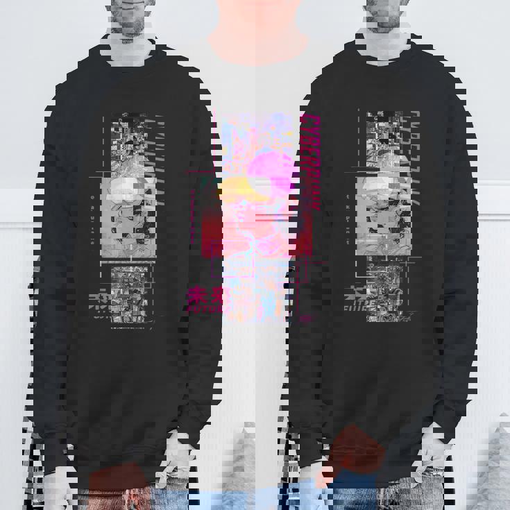 レトロなサイバーパンクヴェイパーウェーブ の 美学を取り入れた日本のサイバーパンクアニメ スウェットシャツ 高齢者への贈り物