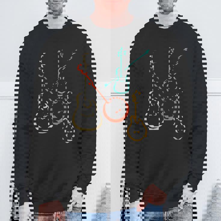 レトロなブルーグラス、ギター、バンジョー、フィドル、マンドリン スウェットシャツ 高齢者への贈り物