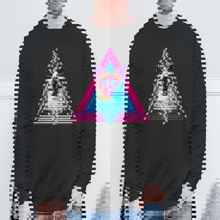 レトロな三角形のピラミッド猫のシャム猫 スウェットシャツ 高齢者への贈り物