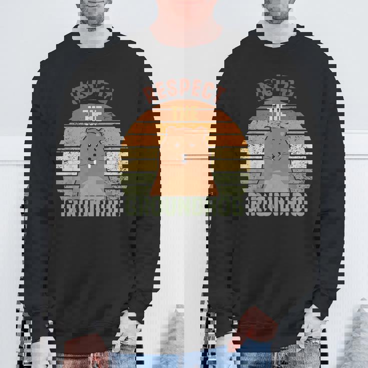 レトロリスペクトザグラウンドホッグハッピーグラウンドホッグデー2025 スウェットシャツ 高齢者への贈り物