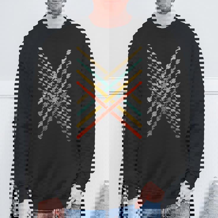 レトロヴィンテージドラマー 70年代 80年代 アンティーク調ドラムスティック スウェットシャツ 高齢者への贈り物