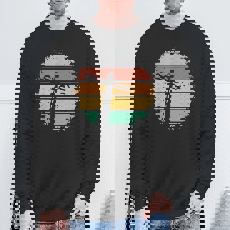 レトロ・ヴィンテージ・クロスデザイン・ジーザス スウェットシャツ 高齢者への贈り物