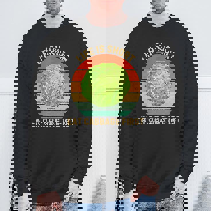 レトロ生活は短い。キャベツはじめてのキャベツ料理好き スウェットシャツ 高齢者への贈り物