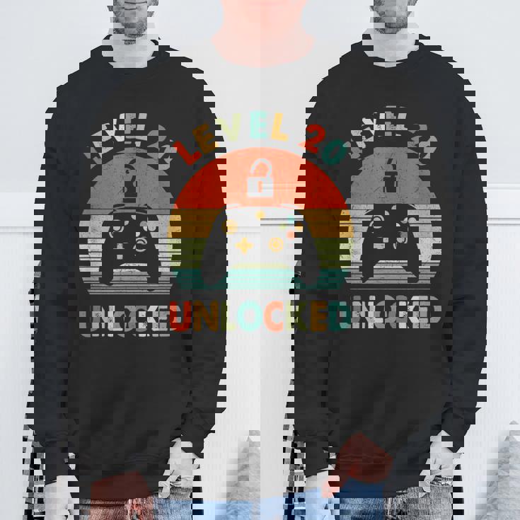 レベル 20 アンロック レトロ ヴィンテージ 面白い 20歳の誕生日 ゲーマー スウェットシャツ 高齢者への贈り物