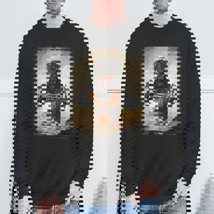 ロットワイラー 犬の筋トレ ウェイトリフティング スウェットシャツ 高齢者への贈り物