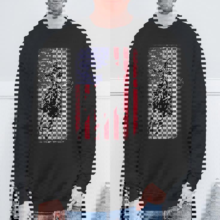 ロデオ 馬 アメリカ国旗 アメリカ カントリー カウボーイ ウェスタン スウェットシャツ 高齢者への贈り物