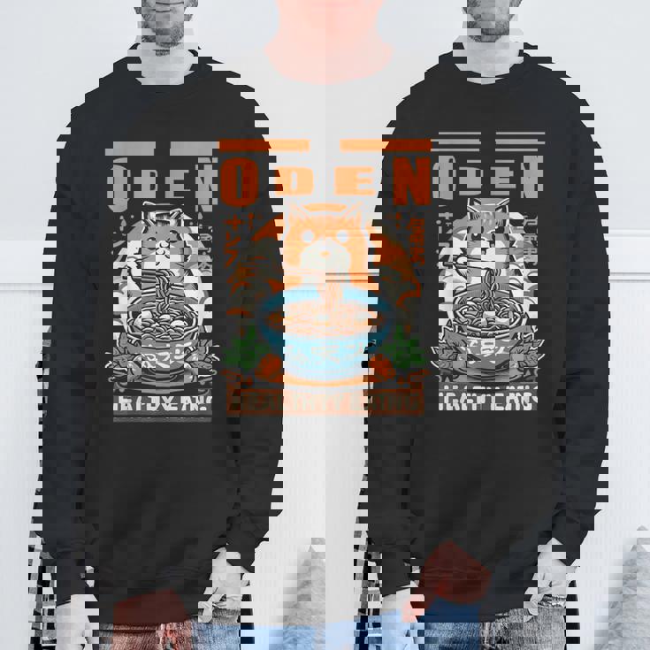 ロマンティックな日本語の面白いセッションで猫とおでんを味わう スウェットシャツ 高齢者への贈り物