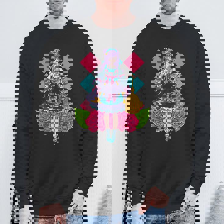 ロリータファッションをテーマにした鳥かごアニメデザイン スウェットシャツ 高齢者への贈り物