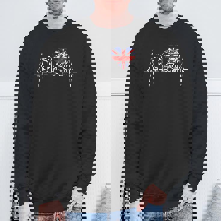 ロンドンのスカイラインハートビートフラッグハート アイラブロンドン スウェットシャツ 高齢者への贈り物