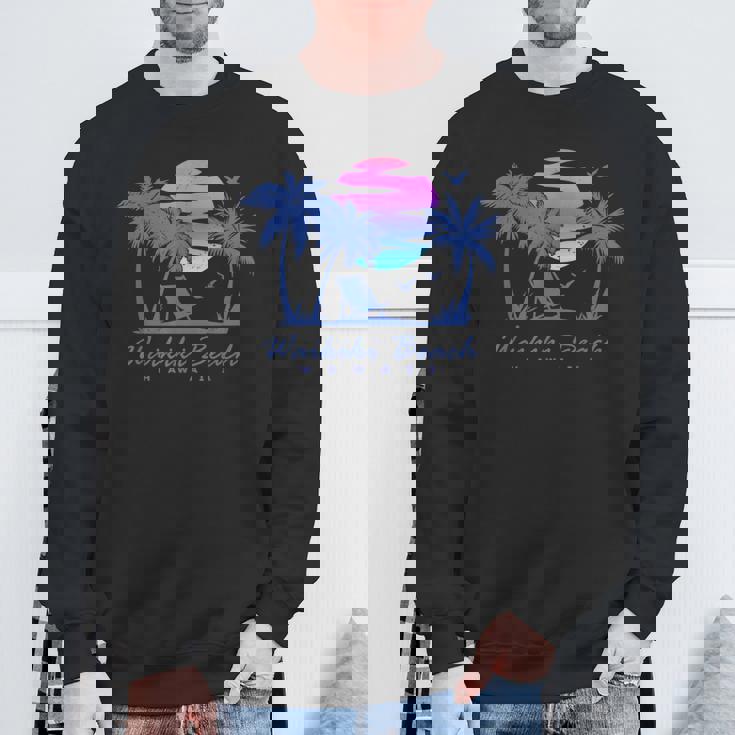 ワイキキ ビーチ ハワイ レトロ ヴィンテージ サンセット ファミリー バケーション スウェットシャツ 高齢者への贈り物