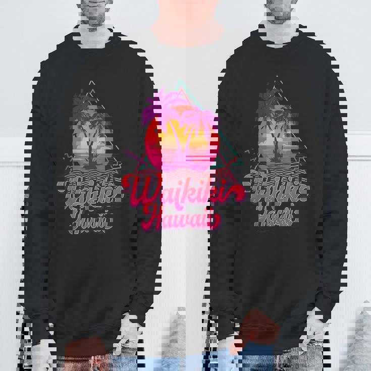 ワイキキ ビーチ バケーション ハワイ サーフ サンセット サーファー レトロ 80年代 スウェットシャツ 高齢者への贈り物