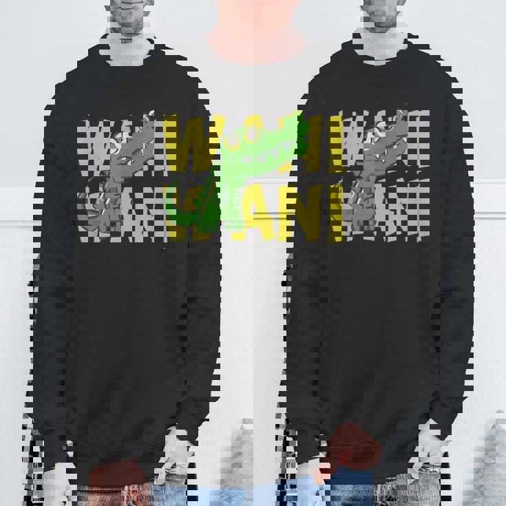 ワニ 鰐 クロコダイル イラスト 爬虫類 おもしろ かわいい おしゃれ ワニ好き スウェットシャツ 高齢者への贈り物