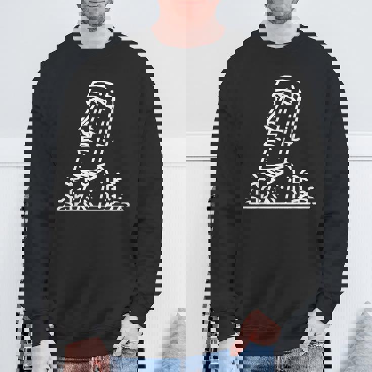 ワンラインアート モアイ像 スウェットシャツ 高齢者への贈り物