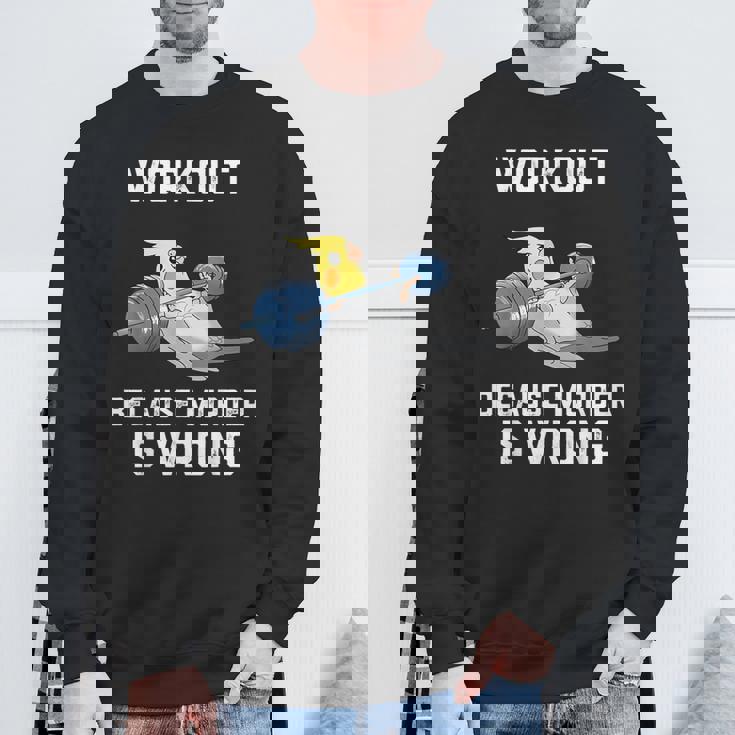 ワークアウト Because Murder Is Wrong 面白いオウム オカメインコ 鳥 スウェットシャツ 高齢者への贈り物