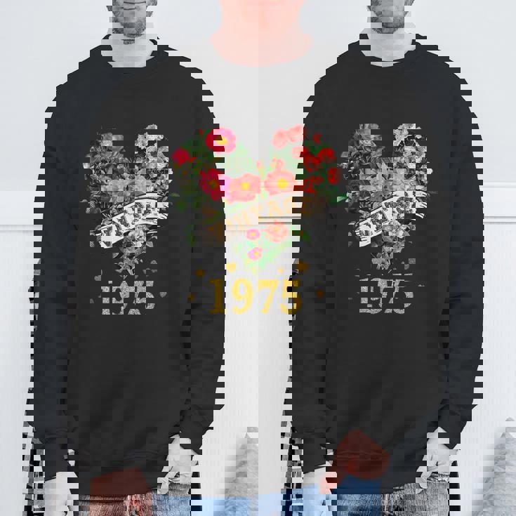 ヴィンテージ 1975年 楽しい かわいい 花柄 花 ラブハート 49歳の誕生日 スウェットシャツ 高齢者への贈り物