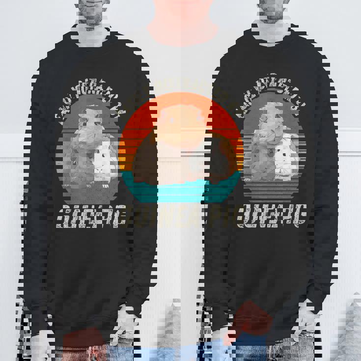 ヴィンテージ Easy Distracted By モルモット レトロ モルモット スウェットシャツ 高齢者への贈り物