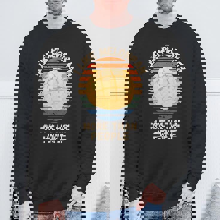 ヴィンテージ I Like Melonpan More Than People レトロ メロンパン スウェットシャツ 高齢者への贈り物