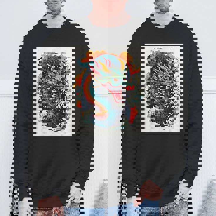 ヴィンテージ タトゥー アート ドラゴン スウェットシャツ 高齢者への贈り物