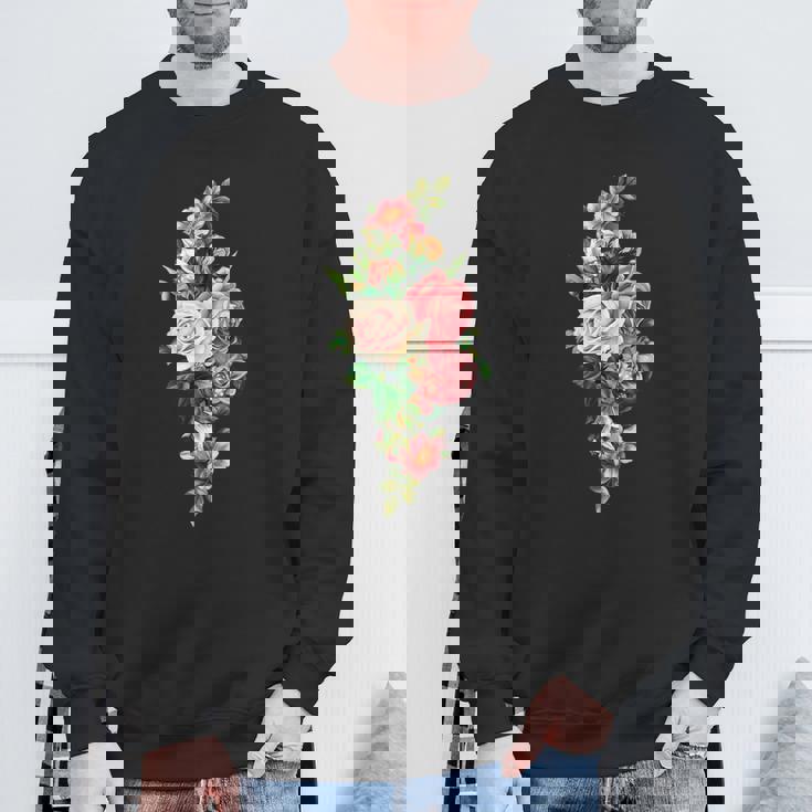 ヴィンテージ フローラル ボタニカル ピンク レッド ホワイト ローズ スウェットシャツ 高齢者への贈り物