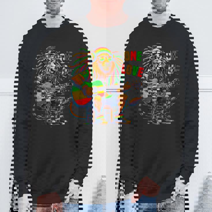 ヴィンテージ ラスタ ライオン レゲエ 音楽 One Loveibe ギター グラフィック スウェットシャツ 高齢者への贈り物