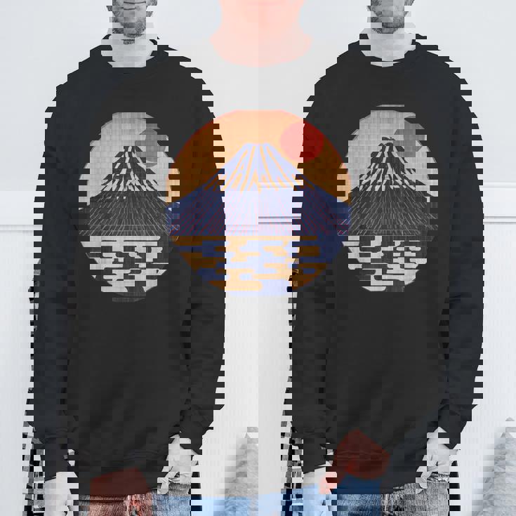 ヴィンテージ 和 富士山 山の上の日本の舞う太陽 スウェットシャツ 高齢者への贈り物