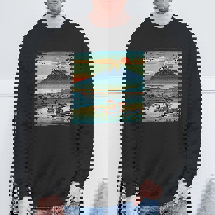 ヴィンテージ 日本の富士山 山に昇る太陽 スウェットシャツ 高齢者への贈り物