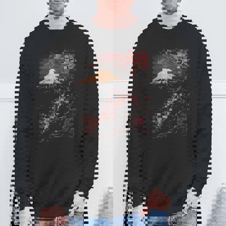 ヴィンテージ 桜 富士山 日本アート 日本 グラフィック スウェットシャツ 高齢者への贈り物