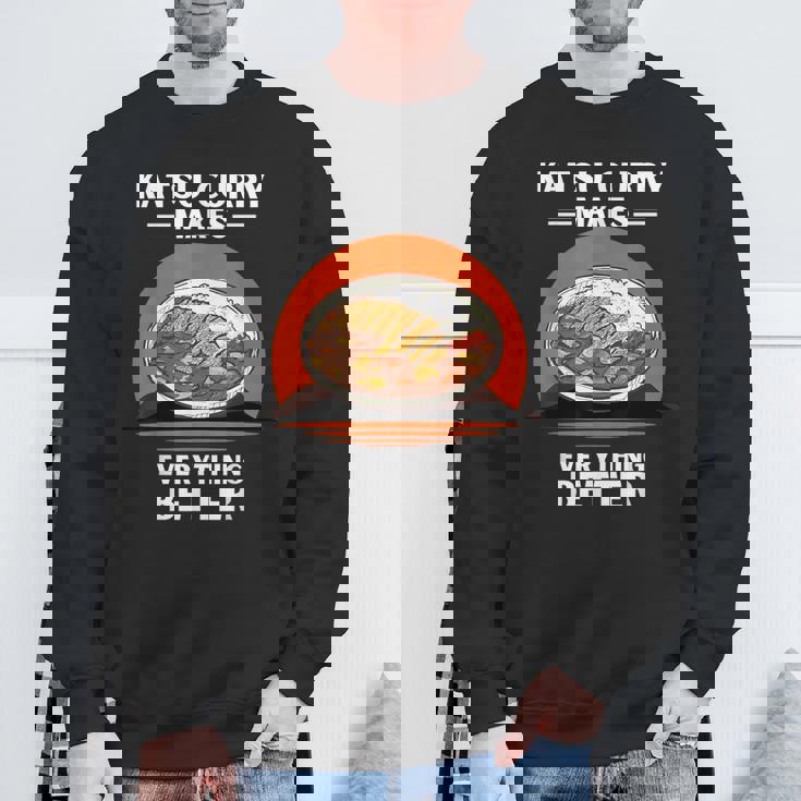 ヴィンテージかつカレーがすべてをより良くするレトロ。 スウェットシャツ 高齢者への贈り物