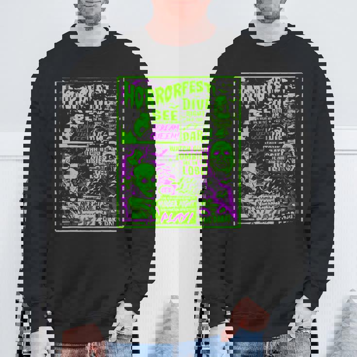 ヴィンテージホラーフェス ハロウィン映画ポスター オールドタイムホラー スウェットシャツ 高齢者への贈り物