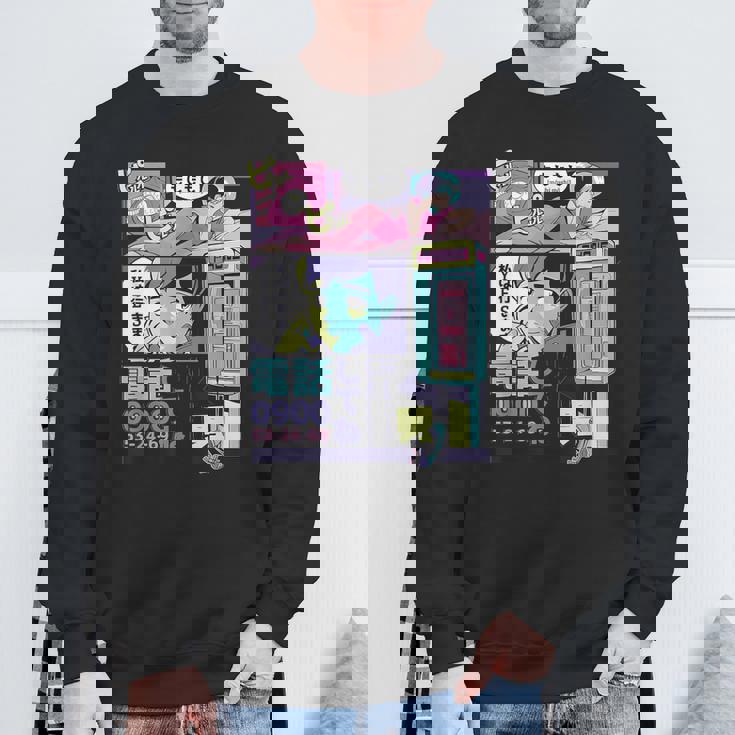 ヴィンテージ・アニメ・スタイル ミッドナイト・ジャパン・マンガ スウェットシャツ 高齢者への贈り物