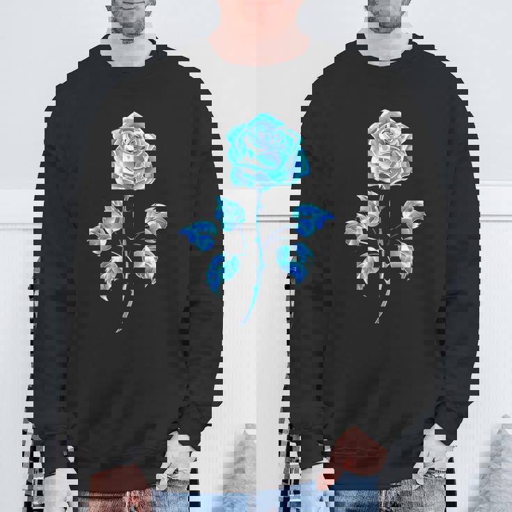 一輪挿し 青いバラ かわいい 青いバラ 花 ガーデニング スウェットシャツ 高齢者への贈り物