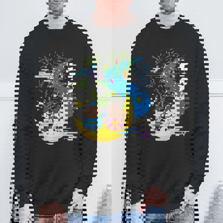 七夕、天の川、着物、日本祭りかわいい、星、日本の伝統的なお祭り、夏、夏休み、日本人形 スウェットシャツ 高齢者への贈り物