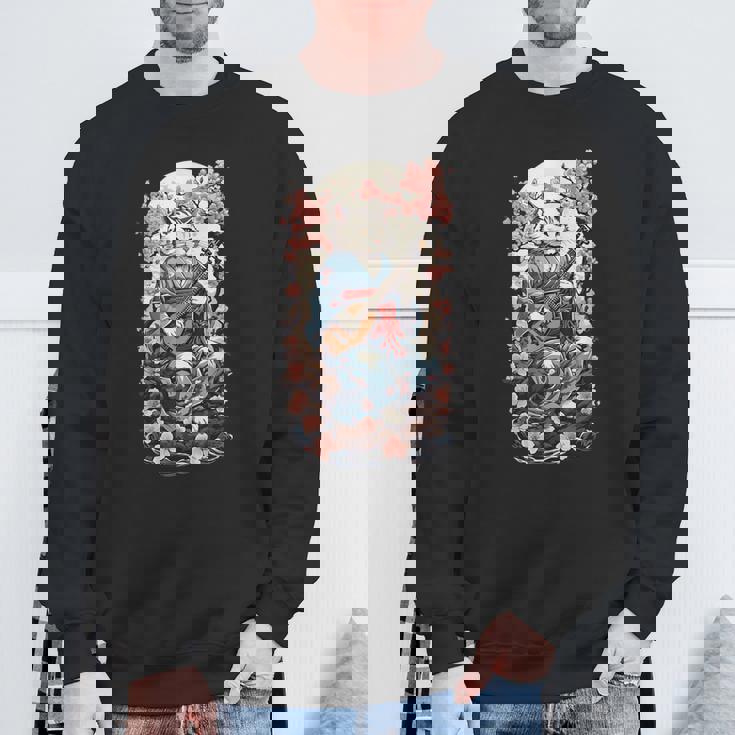 三味線猫 ヴィンテージ 日本 鬼 デザイン スウェットシャツ 高齢者への贈り物