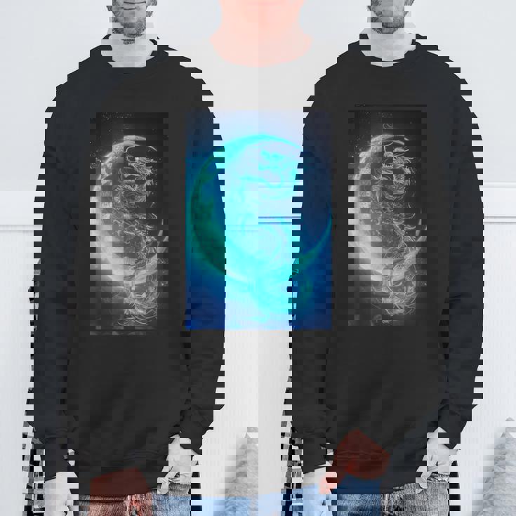 三日月のドラゴン ブルーギャラクシー天文学 アート スウェットシャツ 高齢者への贈り物