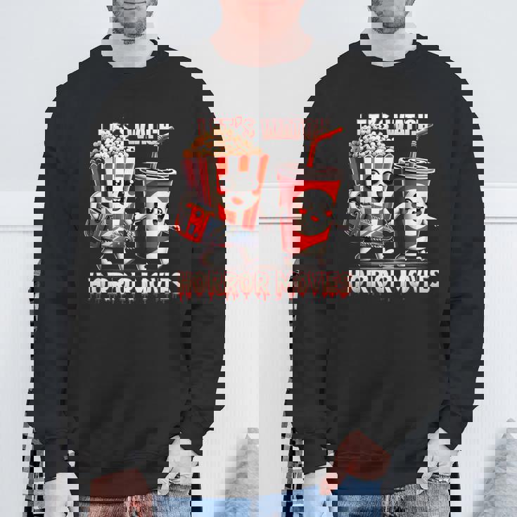 不気味なハロウィン映画愛好家 ホラー映画を見よう スウェットシャツ 高齢者への贈り物