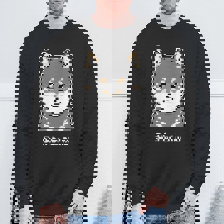 丸顔の黒柴さんのドット絵 長袖tシャツ スウェットシャツ 高齢者への贈り物