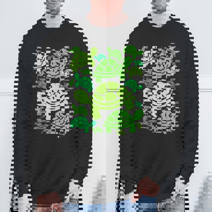 亀柄 カートゥーン アウトライン 面白いカメ スウェットシャツ 高齢者への贈り物