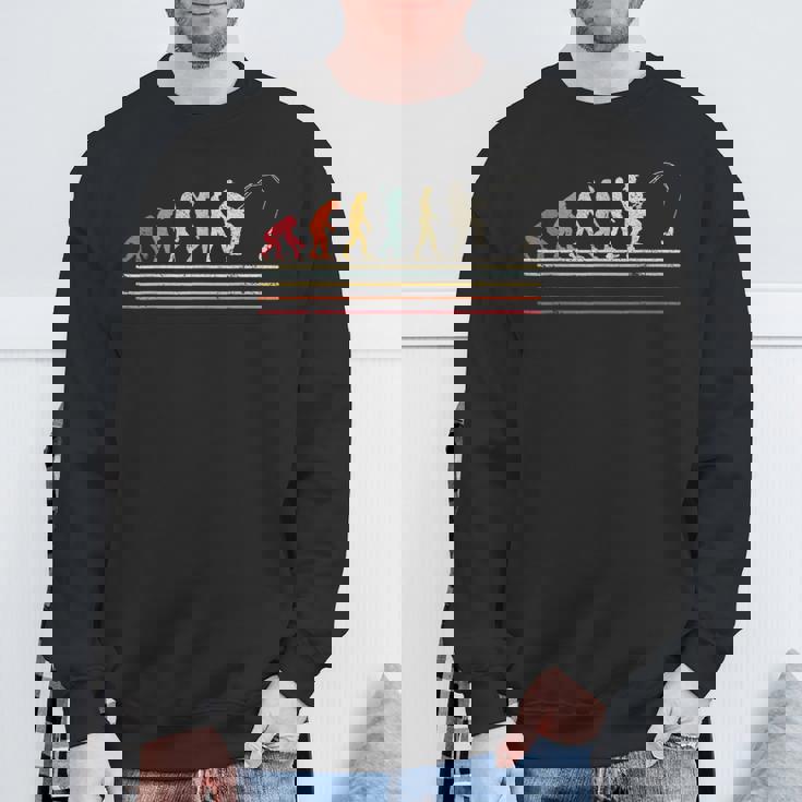 人類の進化 釣り竿 漁師 釣り人 面白い 釣り フィッシング サプライズ おもしろ アイデア 釣り スウェットシャツ 高齢者への贈り物