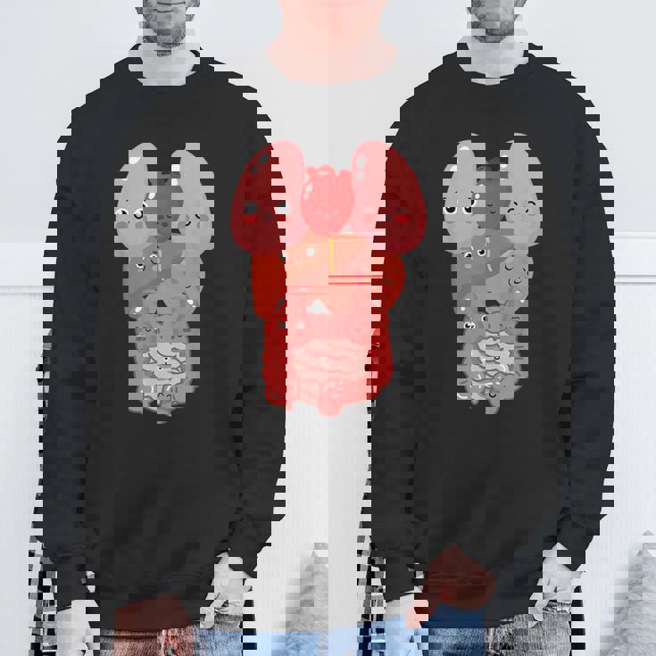 内臓 面白い 人体 解剖学 微笑 スウェットシャツ 高齢者への贈り物