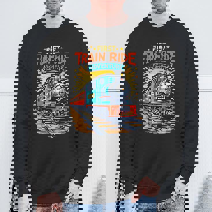 初電車 乗る 鉄道 アドベンチャー 風景 旅行 メモリーギア スウェットシャツ 高齢者への贈り物