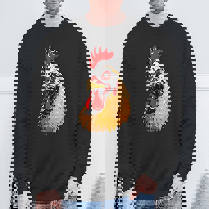 動物愛好家のための大胆な農場の鶏の頭のアート スウェットシャツ 高齢者への贈り物