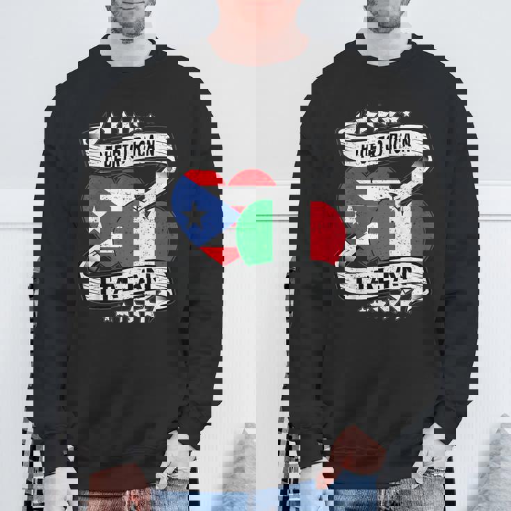 半分イタリア半分プエルトリコの国旗 ハート イタリア プエルトリコ スウェットシャツ 高齢者への贈り物