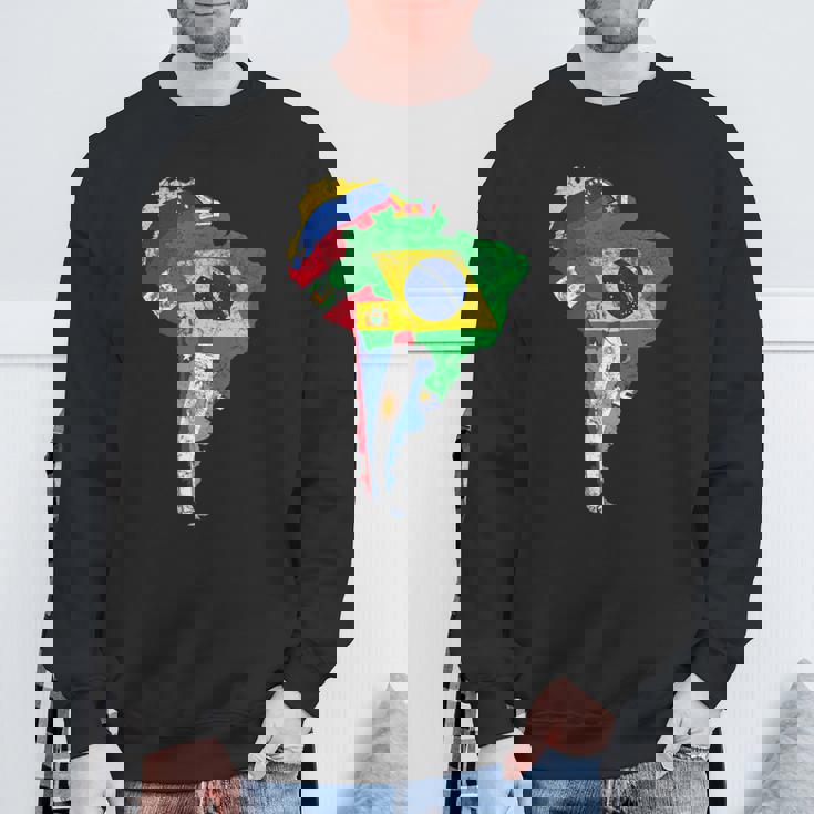 南米大陸地図 旗付き スウェットシャツ 高齢者への贈り物