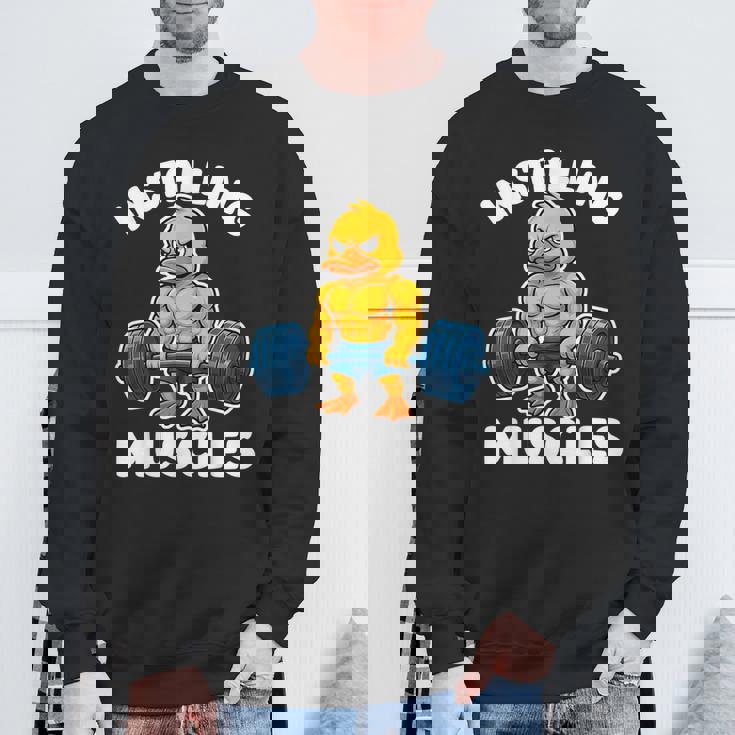 取り付け 筋肉 アヒル ウェイトリフティング フィットネス ジム 男の子 男性 スウェットシャツ 高齢者への贈り物