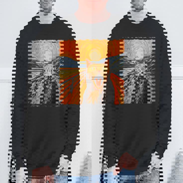 叫ぶ猫、エドヴァルド・ムンク風、面白い猫 スウェットシャツ 高齢者への贈り物