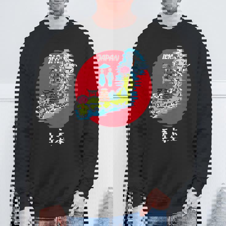 地図舞妓 日本のお土産 長袖tシャツ スウェットシャツ 高齢者への贈り物