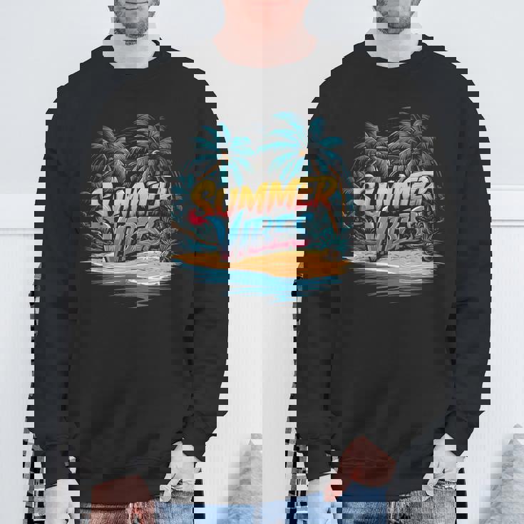 夏 バイブ トロピカル ビーチ ヤシの木 オーシャン サンシャイン スウェットシャツ 高齢者への贈り物